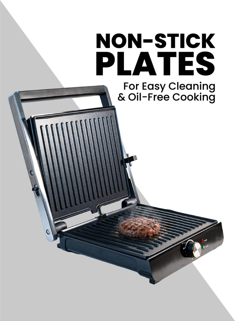 تيم TEAM Contact Grill – Electric Grill for Sandwiches, Panini, Meat & Vegetables | Non-Stick Plates, Adjustable Temperature, 2200W Power, Compact Design - Image 3